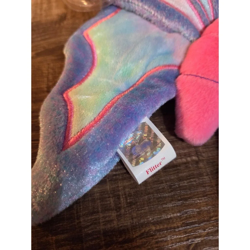 Ty Beanie Baby Flitter the Butterfly Pink Purple Iridescent Wings Plush Case